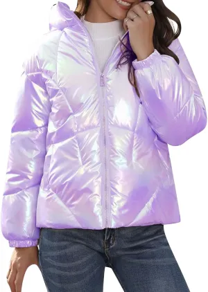 Winter Coats For Women Light Down Zipper Puffer Jacket Plus Size Long Sleeve Warm Parka With Pocket