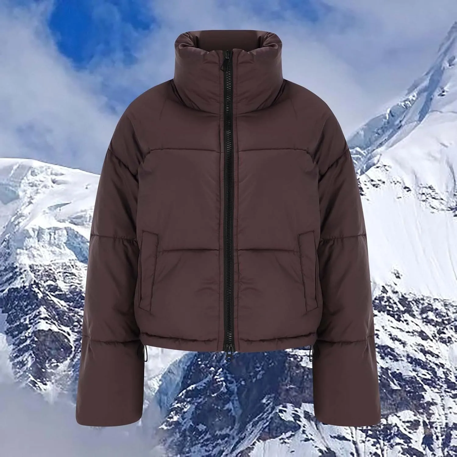 Winter Coats For Women Quilted Full Zip Puffer Jackets Plus Size Long Sleeve Packable Down Parka With Pocket