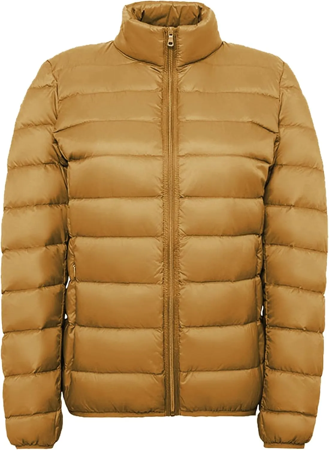 Woman Winter Coat Light Down Zipper Puffer Jacket Plus Size Long Sleeve Lightweight Coat With Pocket