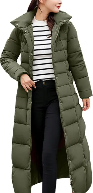 Woman Winter Coat Warm Full Zip Puffer Jacket Oversized Long Sleeve Packable Down Pullover Outwear With Pocket