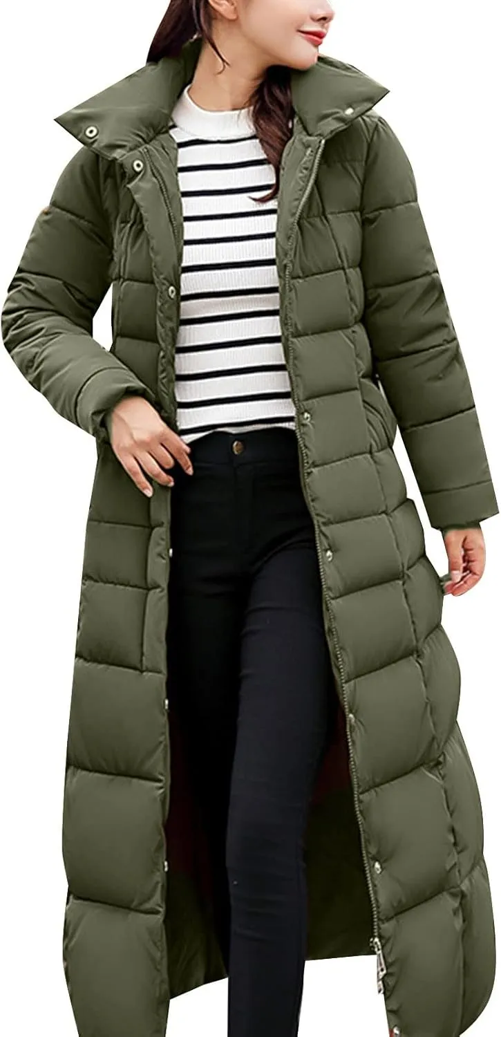 Woman Winter Coat Warm Full Zip Puffer Jacket Oversized Long Sleeve Packable Down Pullover Outwear With Pocket