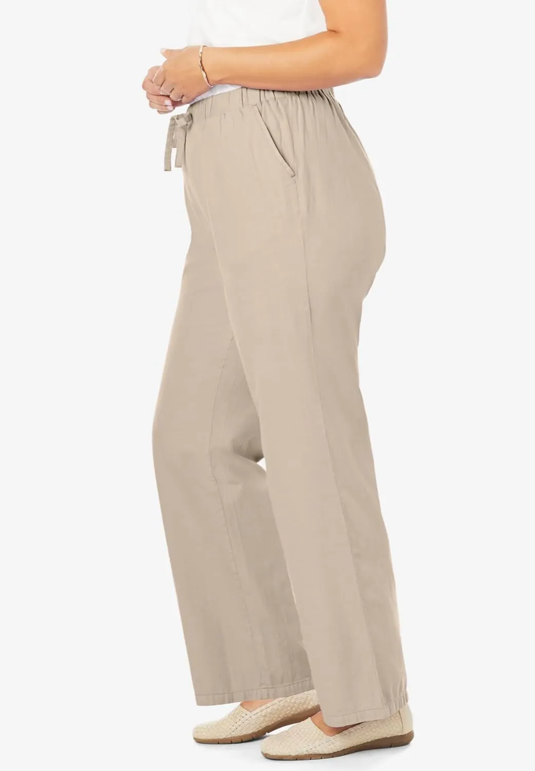 Woman Within Women's Plus Size Drawstring Denim Wide-Leg Denim Pant