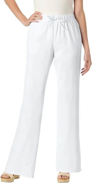 Woman Within Women's Plus Size Drawstring Denim Wide-Leg Denim Pant