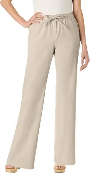 Woman Within Women's Plus Size Drawstring Denim Wide-Leg Denim Pant