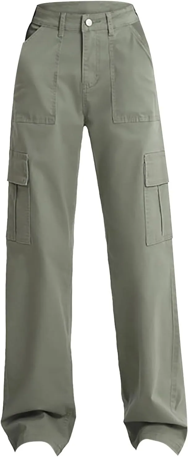 Women 2024 Baggy Parachute Pants Casual Cargo Pant Low Waist Loose Y2K Pants Multiple Pockets Jogger