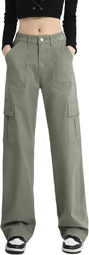 Women 2024 Baggy Parachute Pants Casual Cargo Pant Low Waist Loose Y2K Pants Multiple Pockets Jogger