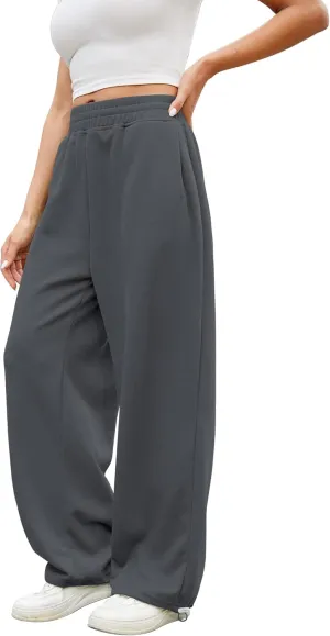 Women Baggy Sweatpants Casual Wide Leg Drawstring Athletic Fit Joggers Lounge Pants Trousers with Pockets 2024