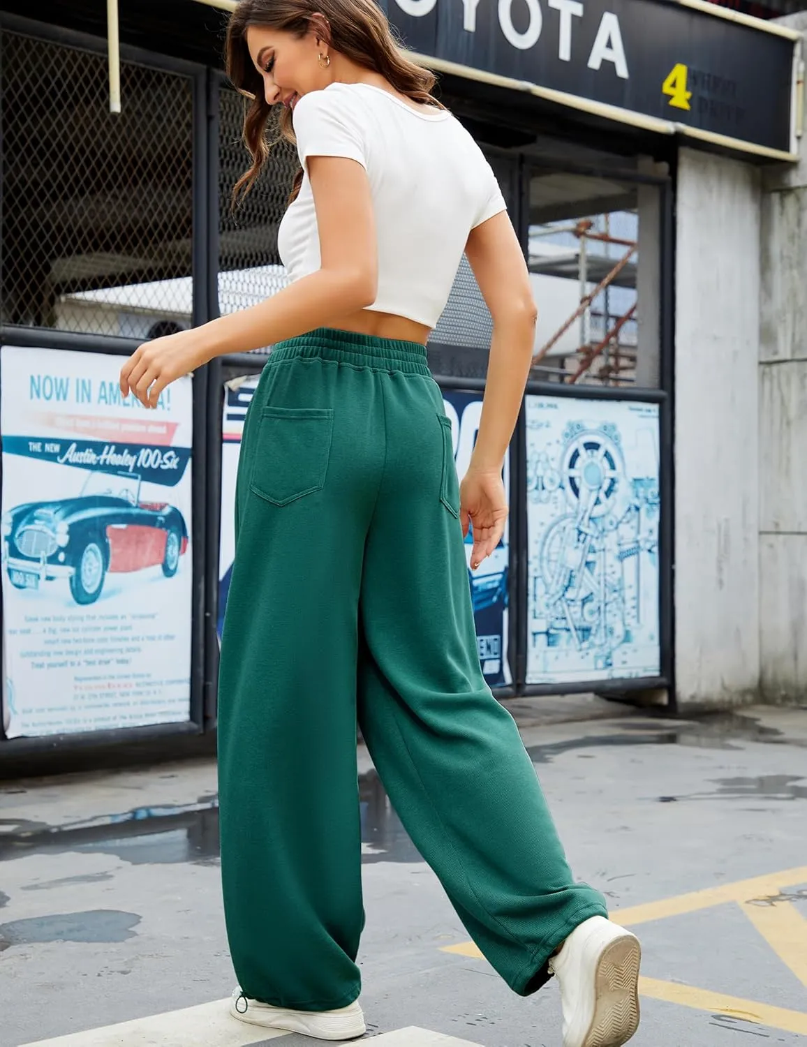 Women Baggy Sweatpants Casual Wide Leg Drawstring Athletic Fit Joggers Lounge Pants Trousers with Pockets 2024