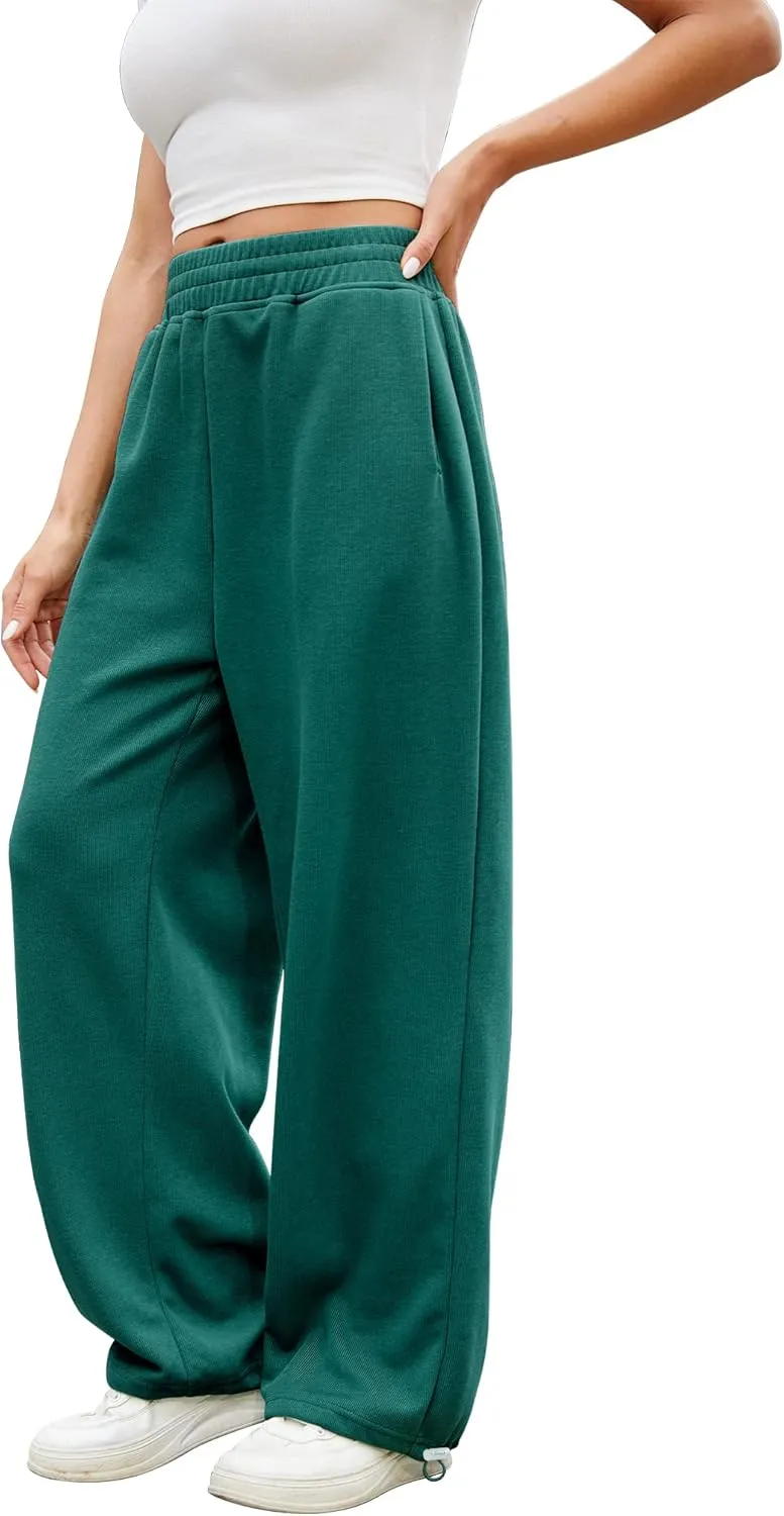 Women Baggy Sweatpants Casual Wide Leg Drawstring Athletic Fit Joggers Lounge Pants Trousers with Pockets 2024