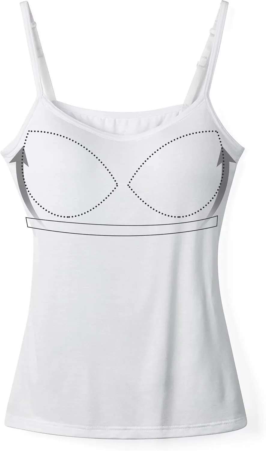 Women Camisole with Built in Bra, Adjustable Spaghetti Strap Cami Tanks Basic Padded Layering Yoga Top
