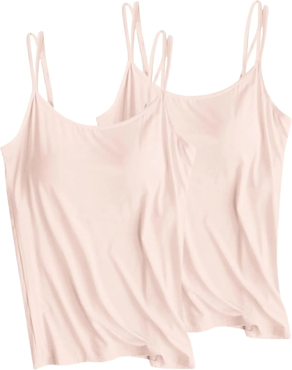 Women Camisole with Built in Bra, Womens Adjustable Spaghetti Strap Cami Tanks Basic Padded Comfy Yoga Tops