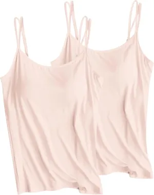 Women Camisole with Built in Bra, Womens Adjustable Spaghetti Strap Cami Tanks Basic Padded Comfy Yoga Tops