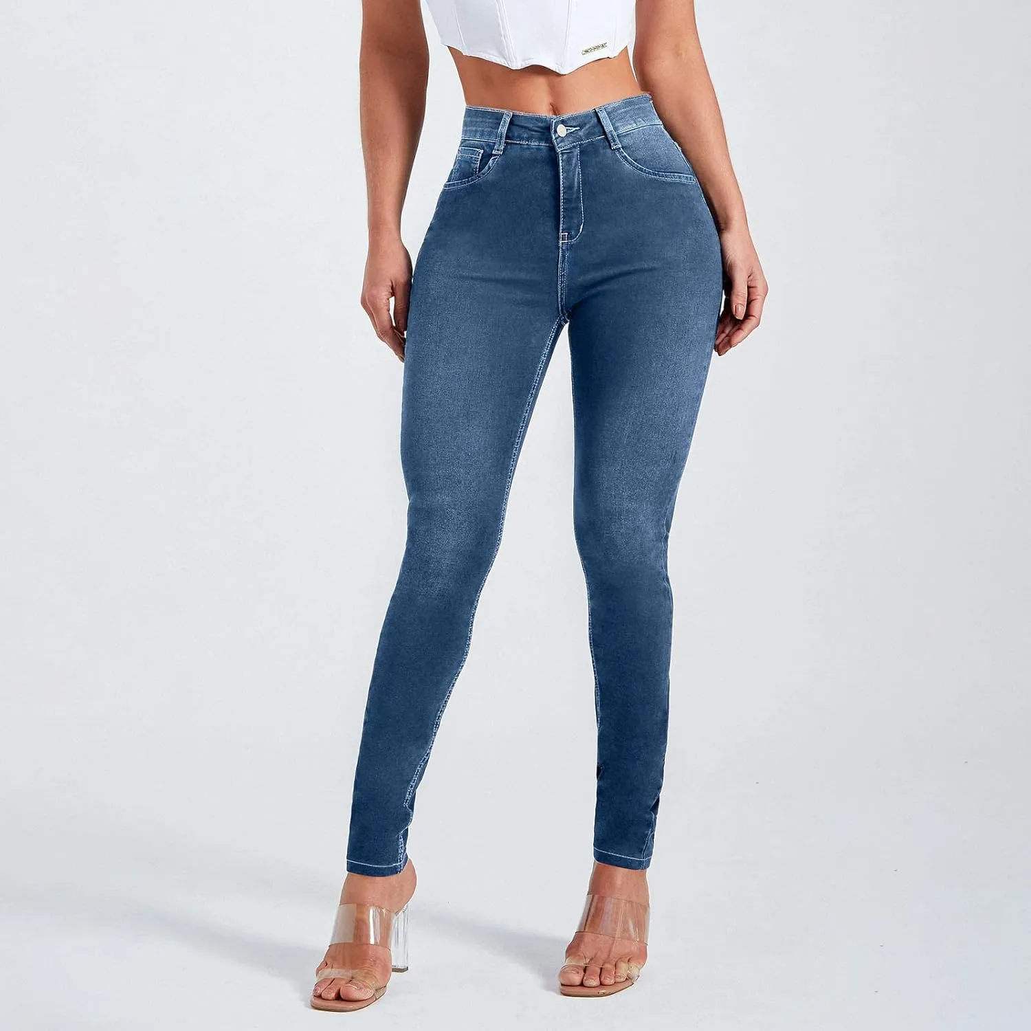Women Curvy Slim Fit Butt Lifting Denim Skinny Jeans Pencil Denim Pants Petite Jeans Stretch Denim Pants