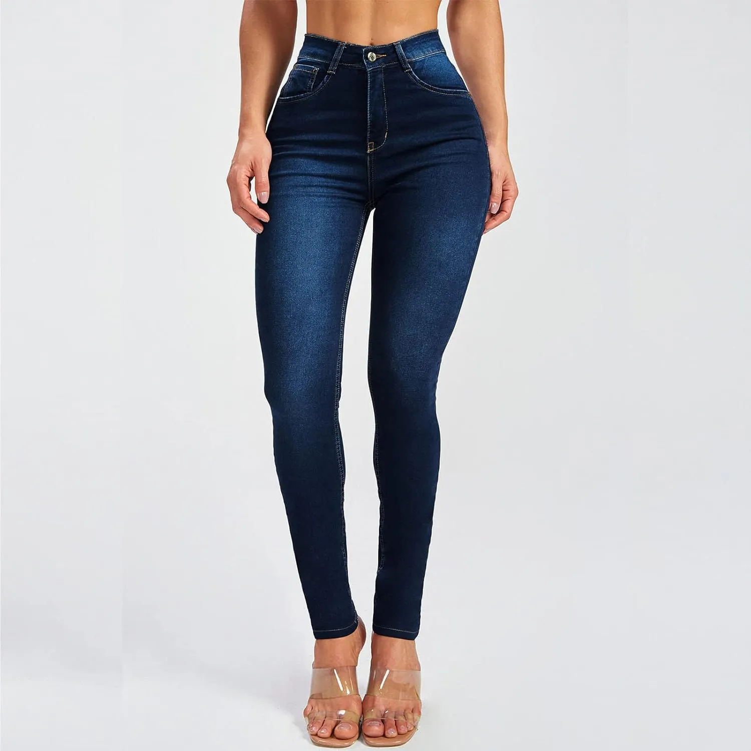 Women Curvy Slim Fit Butt Lifting Denim Skinny Jeans Pencil Denim Pants Petite Jeans Stretch Denim Pants