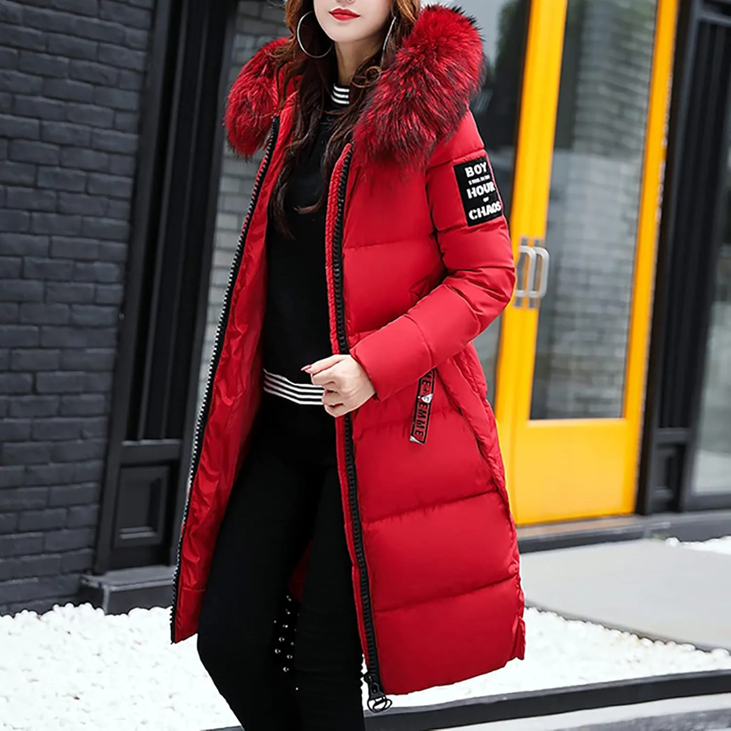 Women Down Puffer Coat Long Lightweight Jacket with Hood Bubble Coat Plus Size Quilted Parka Winter Hoodies