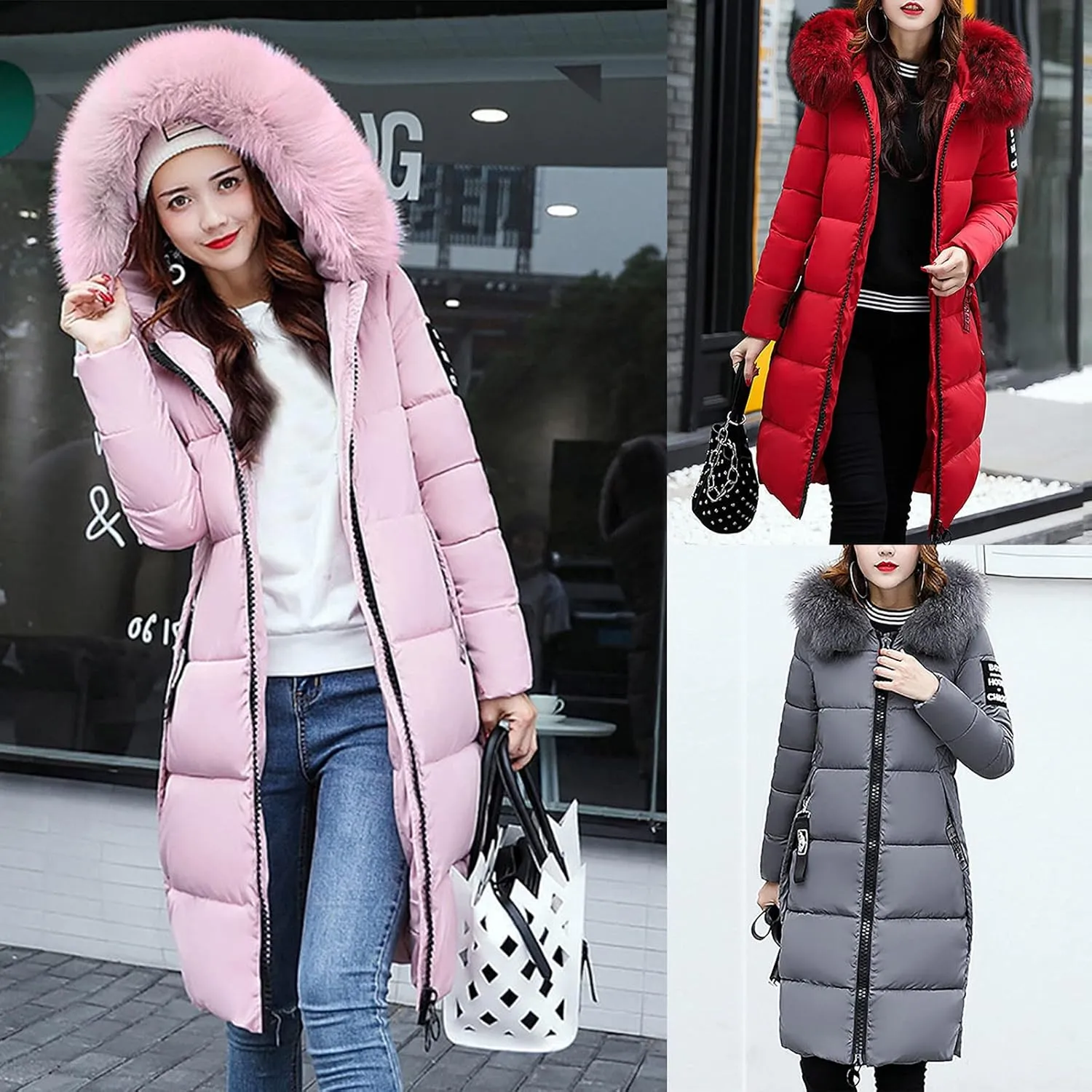 Women Down Puffer Coat Long Lightweight Jacket with Hood Bubble Coat Plus Size Quilted Parka Winter Hoodies