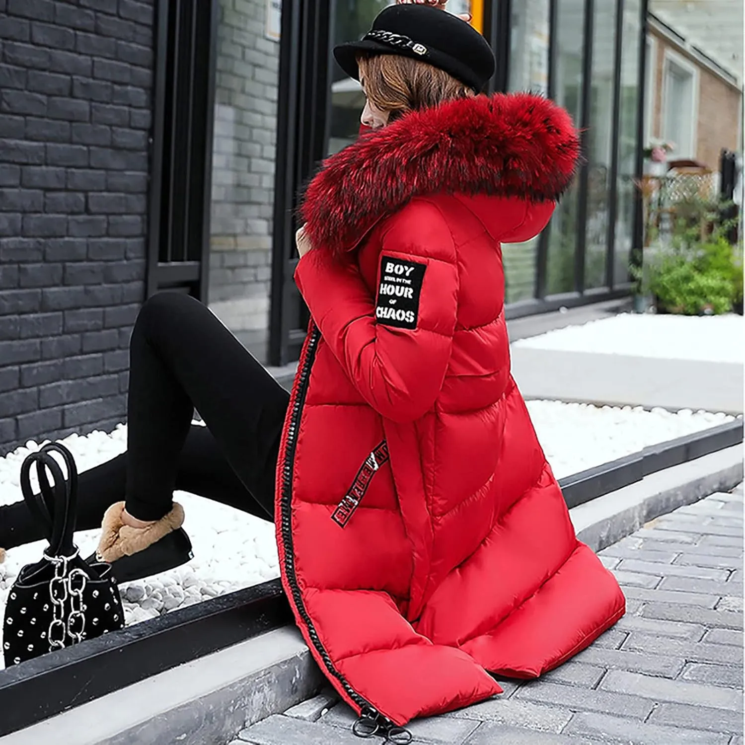 Women Down Puffer Coat Long Lightweight Jacket with Hood Bubble Coat Plus Size Quilted Parka Winter Hoodies