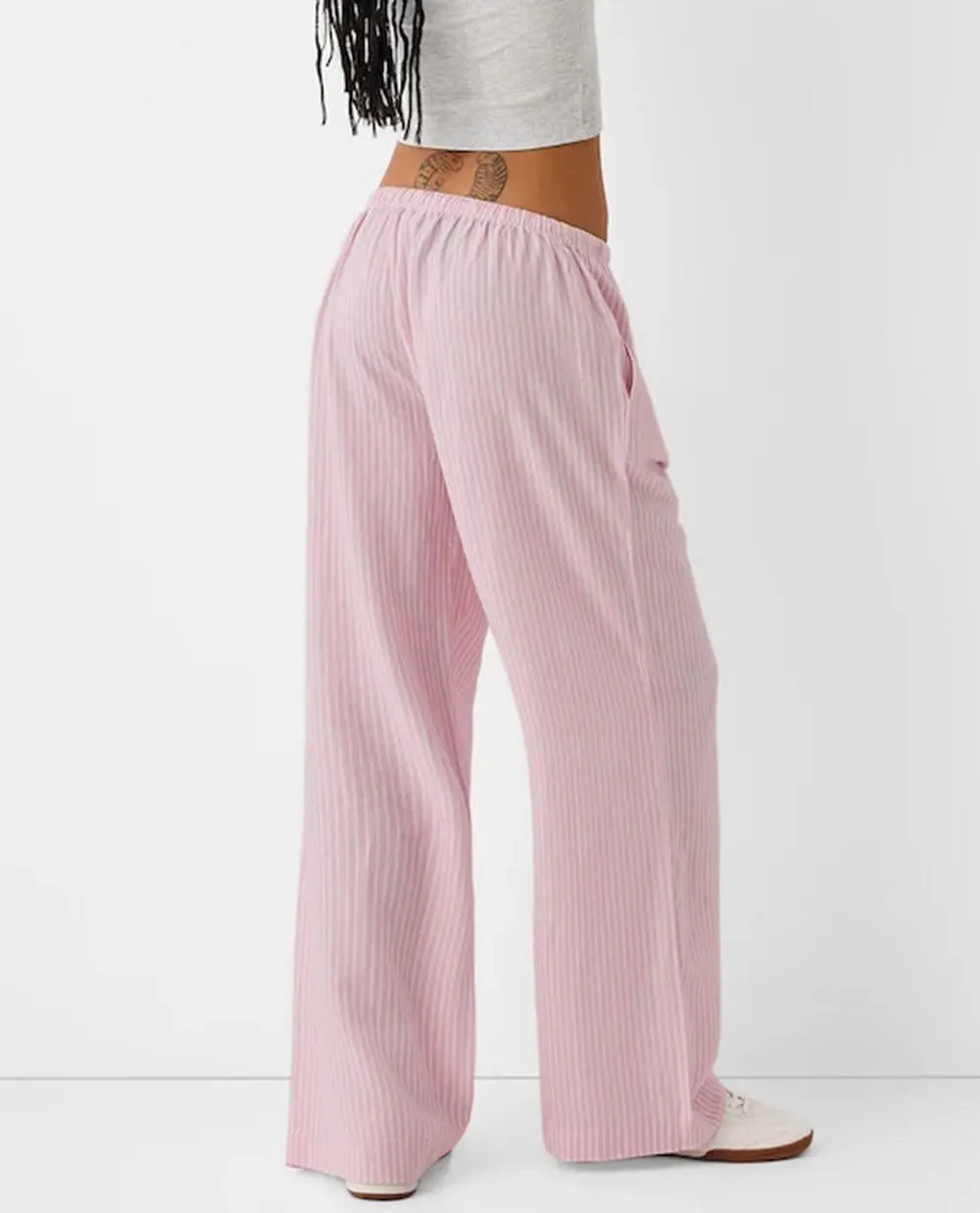Women Drawstring Striped Pants High Waist Wide Leg Lounge Pants Casual Relaxed Fit Pajama Bottoms Y2k Streetwear