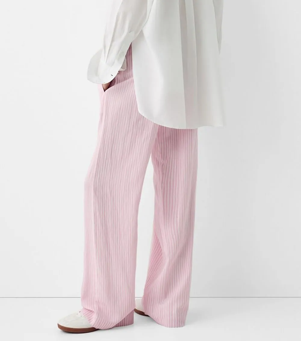 Women Drawstring Striped Pants High Waist Wide Leg Lounge Pants Casual Relaxed Fit Pajama Bottoms Y2k Streetwear