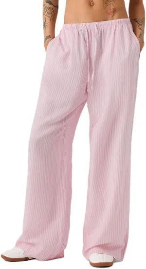 Women Drawstring Striped Pants High Waist Wide Leg Lounge Pants Casual Relaxed Fit Pajama Bottoms Y2k Streetwear
