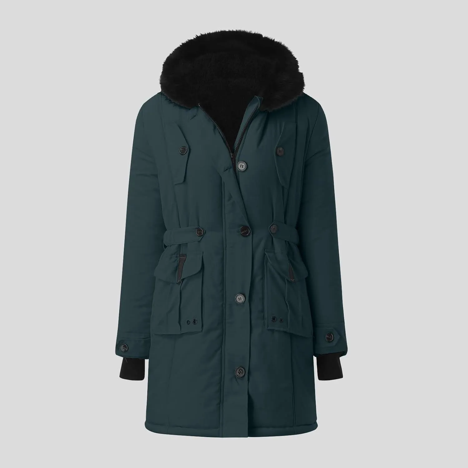 Women Plus Size Daily Winter Coat Lapel Long Sleeve Jacket Vintage Thicken Coat Jacket Warm Hooded Womens Vest Womens Coat