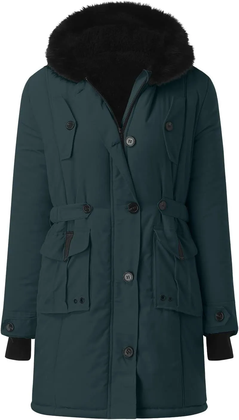 Women Plus Size Daily Winter Coat Lapel Long Sleeve Jacket Vintage Thicken Coat Jacket Warm Hooded Womens Vest Womens Coat