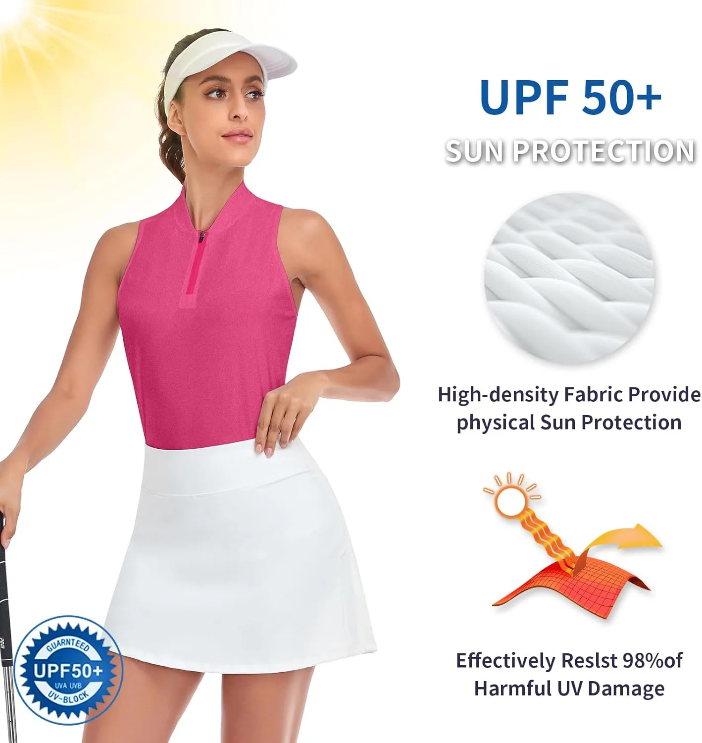 Women Racerback Sleeveless Golf Polo Shirts Collarless Tennis Tops Quick Dry Athletic Tank Tops