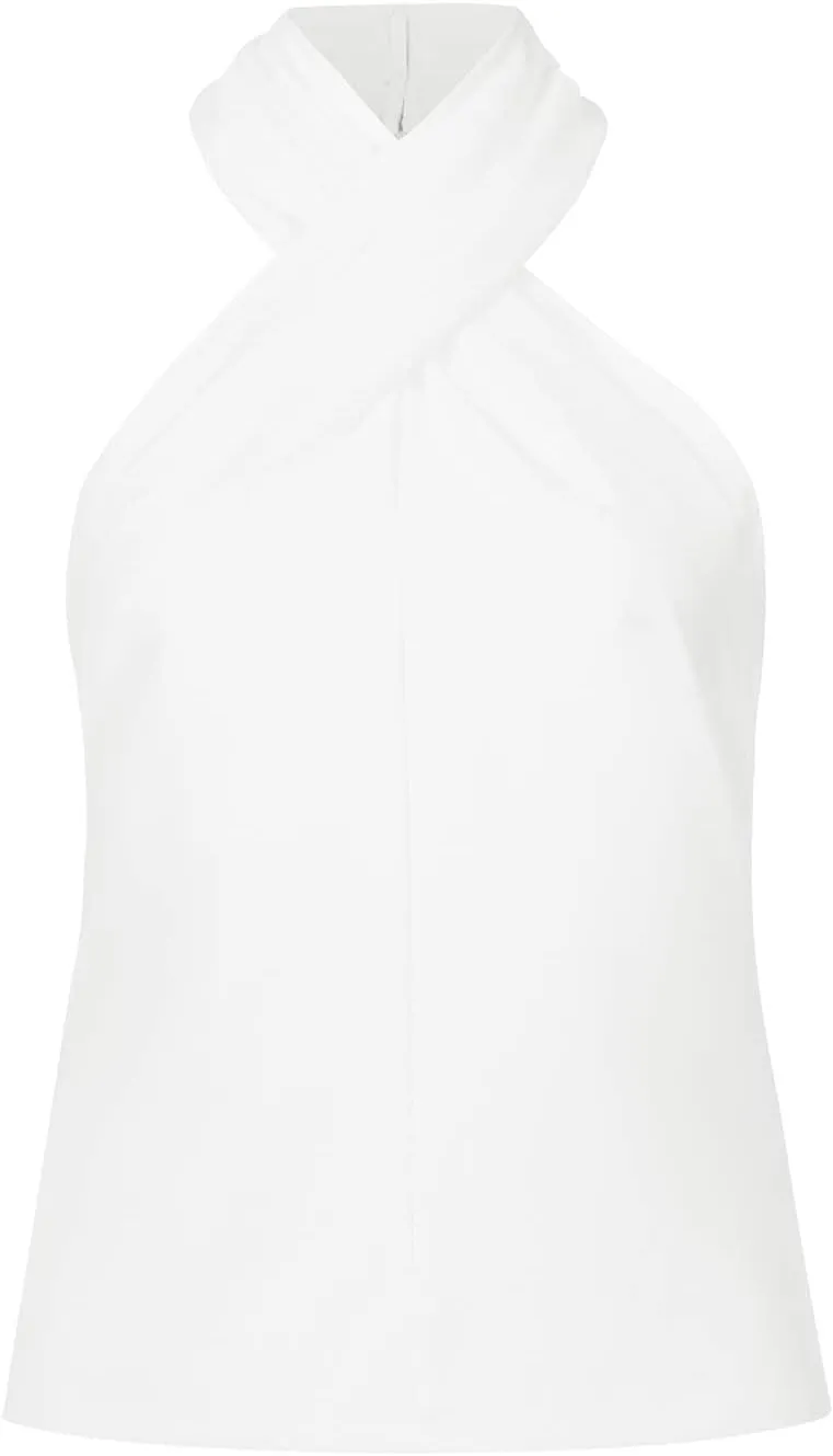 Women Sexy Crisscross Halter Top Summer Sleeveless Tee Shirt Back Zip Casual Cami Tank Top for Party Club