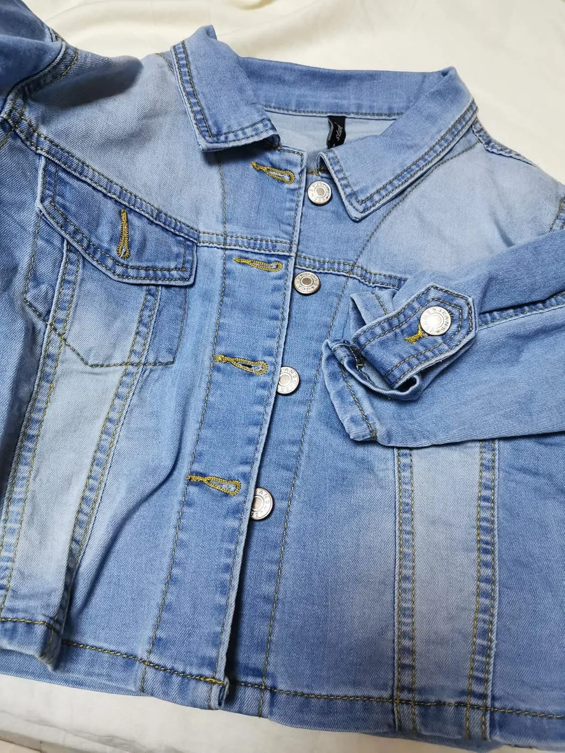 Women Short Sleeve Denim Jacket Button Down Shawl Stretch Denim Jean Jacket