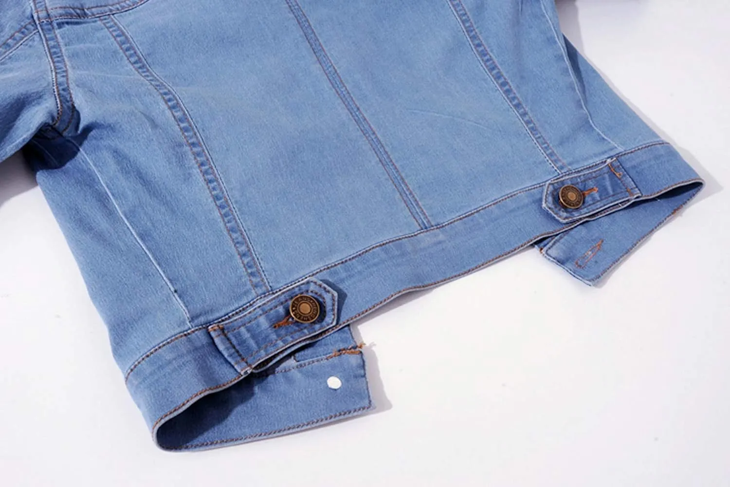 Women Short Sleeve Denim Jacket Button Down Shawl Stretch Denim Jean Jacket