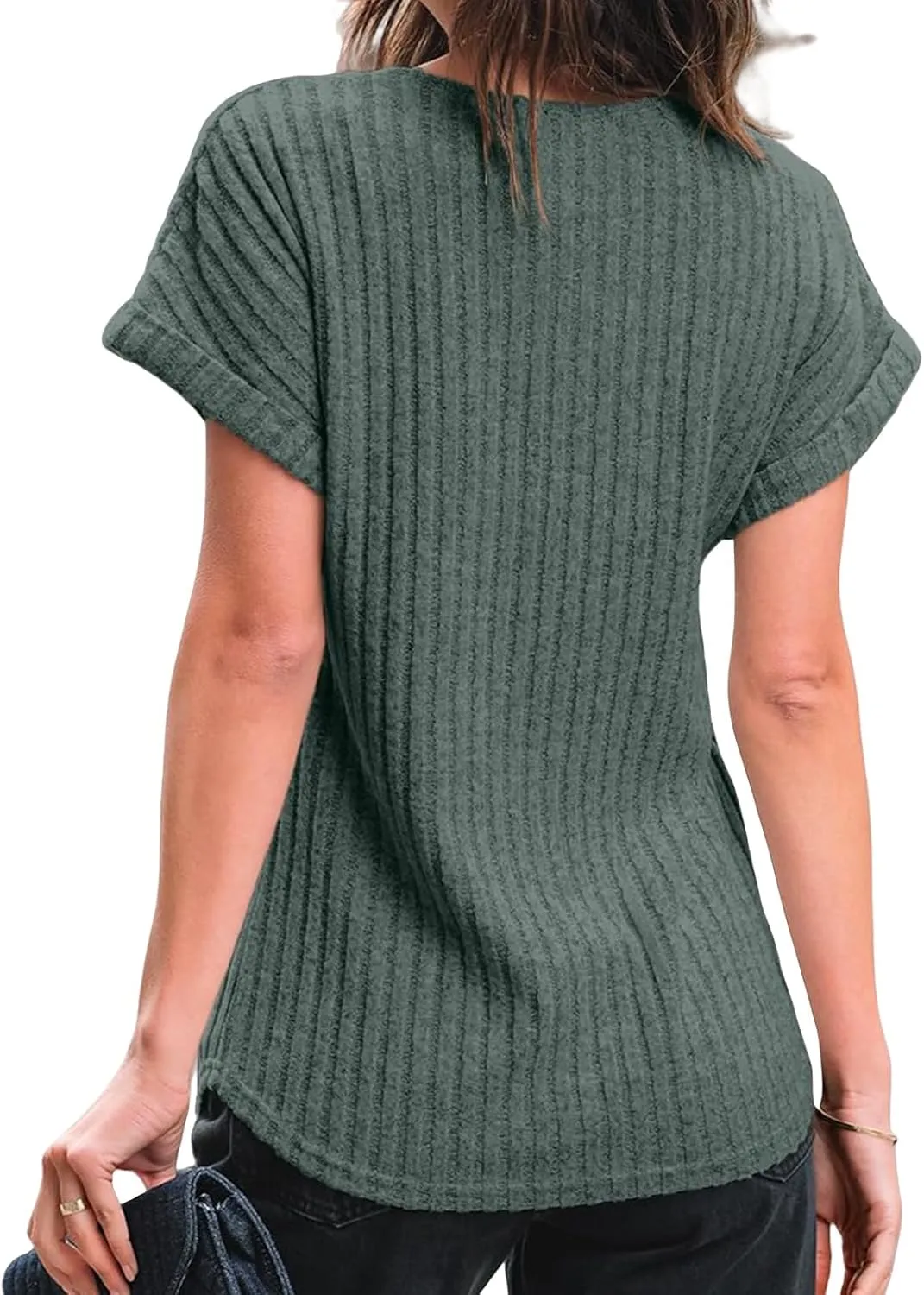 Women Short Sleeve T Shirt Casual Crewneck Tunic Tops Dressy Office Tops Business Work Shirts Summer Basic Blouses