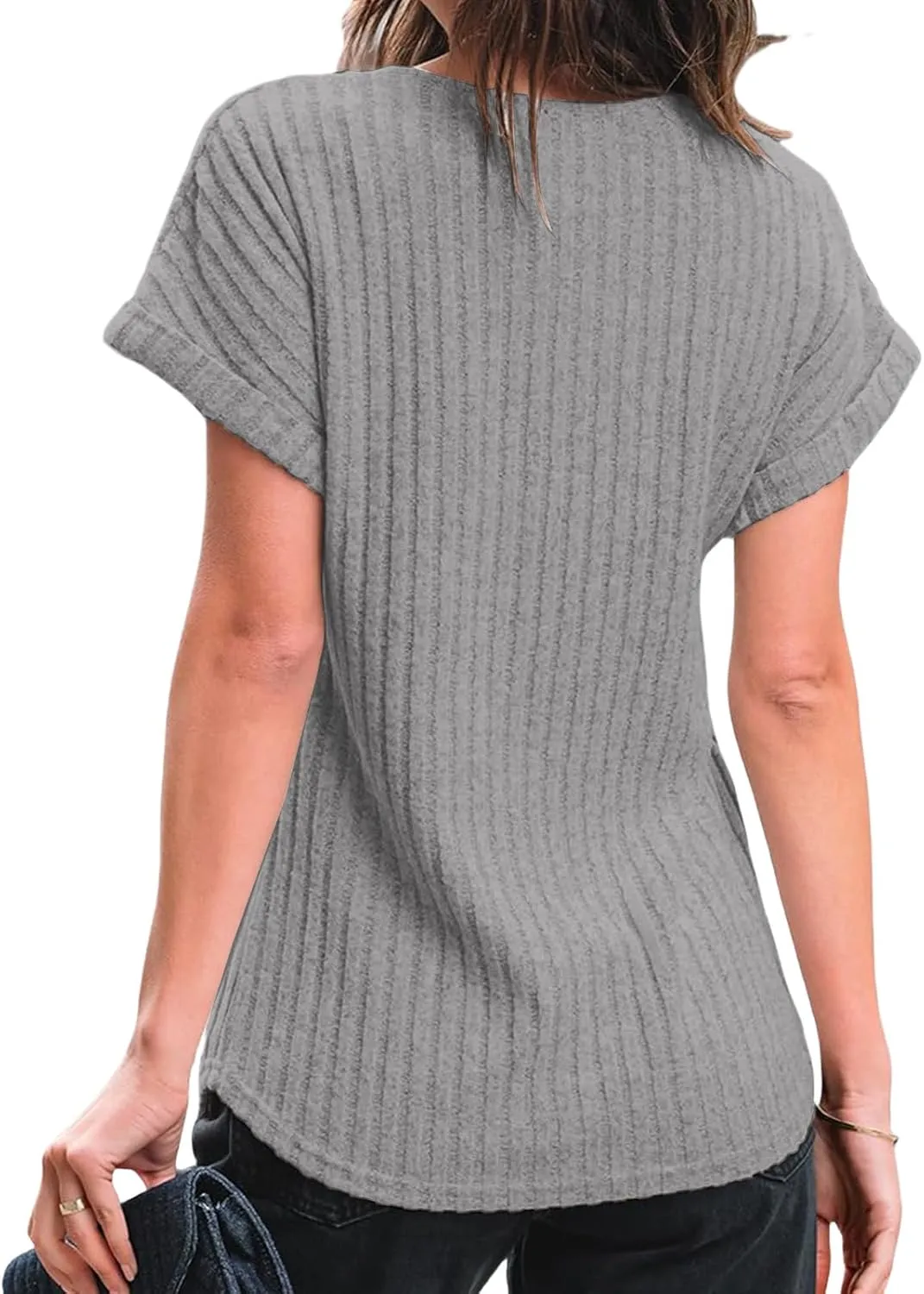 Women Short Sleeve T Shirt Casual Crewneck Tunic Tops Dressy Office Tops Business Work Shirts Summer Basic Blouses