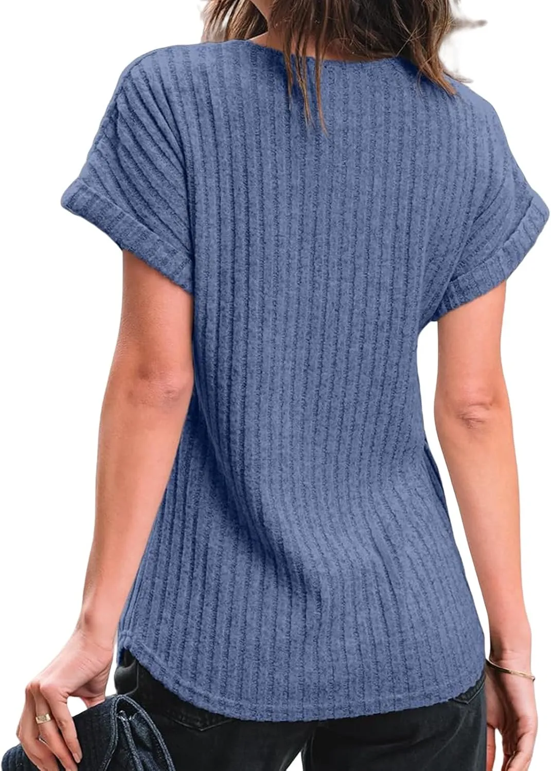 Women Short Sleeve T Shirt Casual Crewneck Tunic Tops Dressy Office Tops Business Work Shirts Summer Basic Blouses