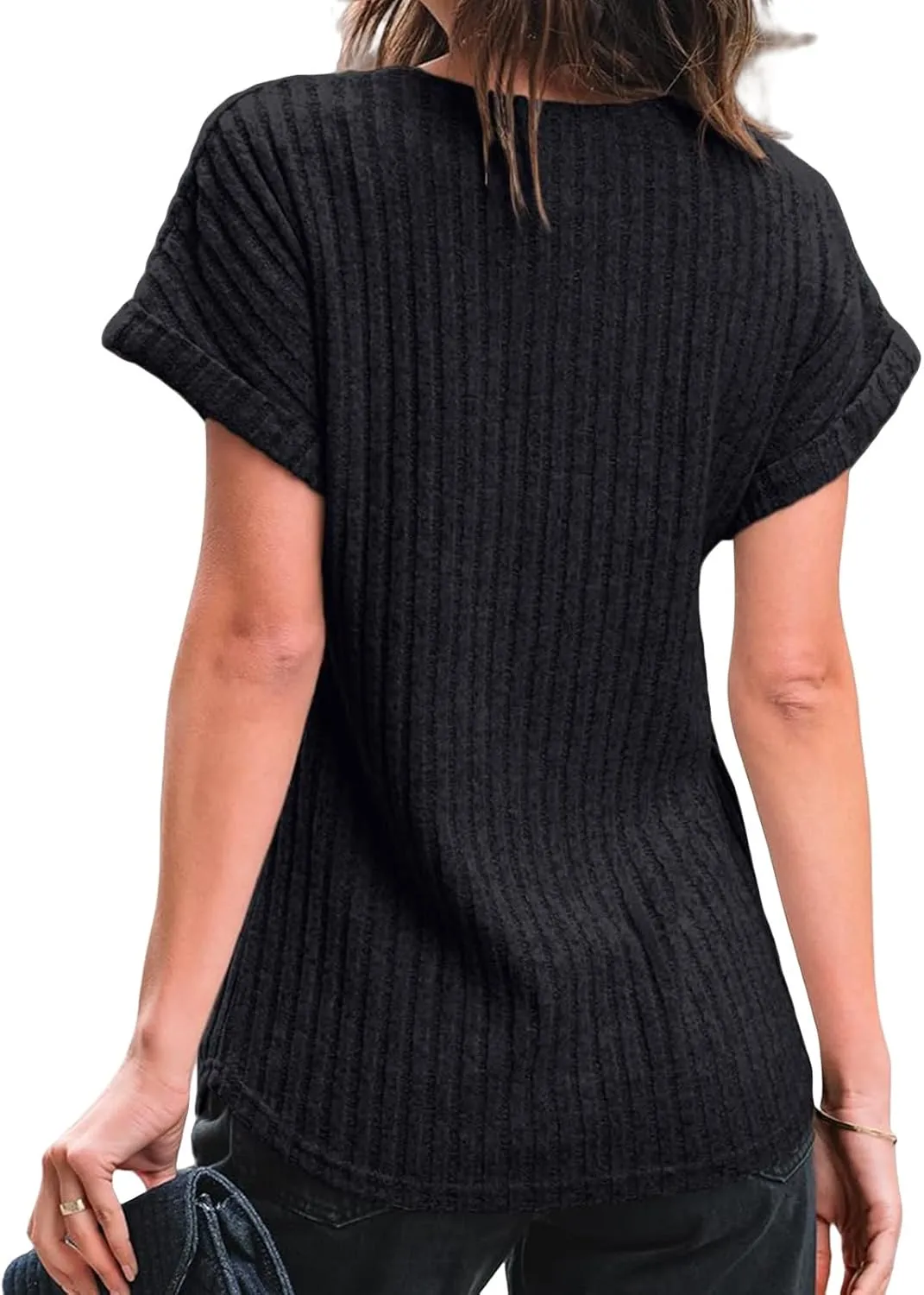 Women Short Sleeve T Shirt Casual Crewneck Tunic Tops Dressy Office Tops Business Work Shirts Summer Basic Blouses