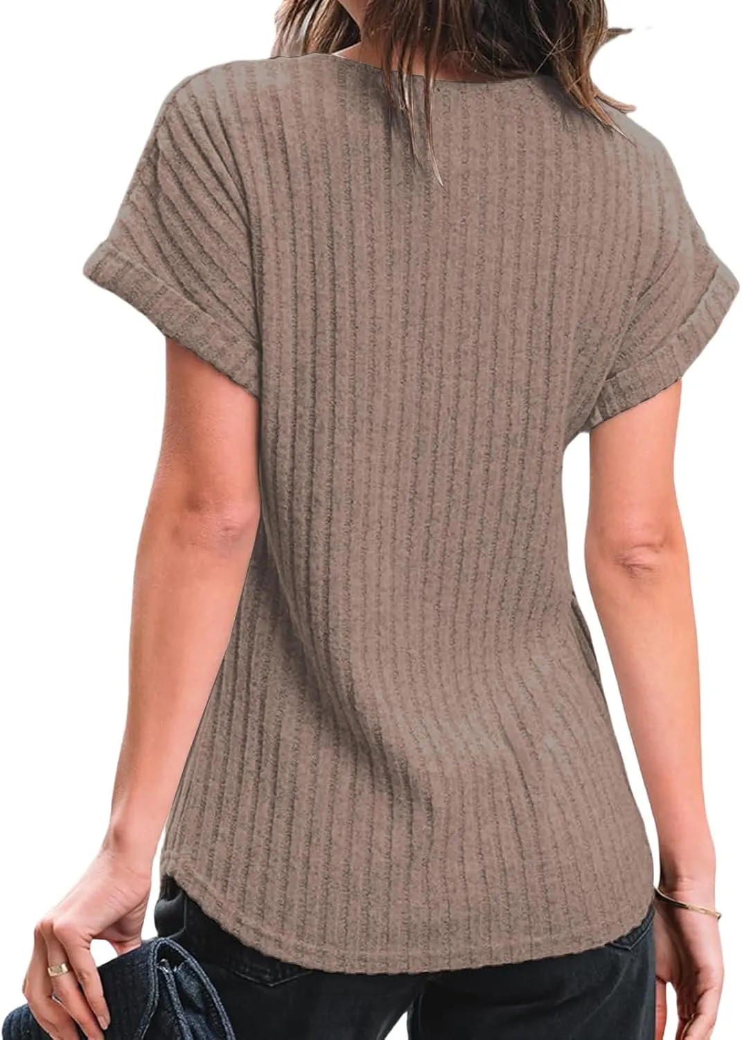 Women Short Sleeve T Shirt Casual Crewneck Tunic Tops Dressy Office Tops Business Work Shirts Summer Basic Blouses