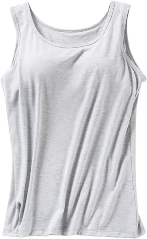 Women Tank Tops with Built in Bras 2025 Summer Strap Basic Layer Padded Bra Cami Shirts Cotton Workout Yoga Tops