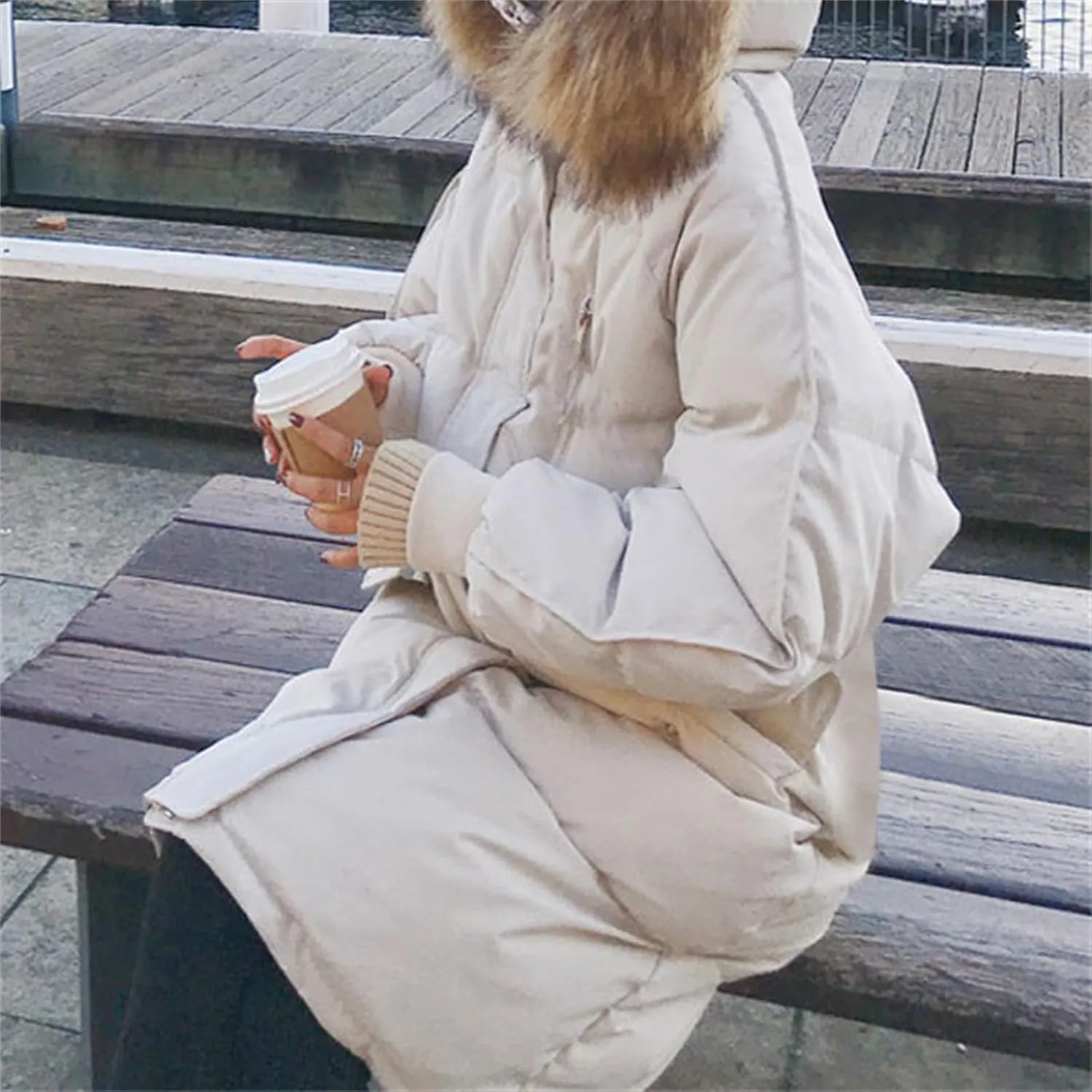 Women Winter Coat Light Down Zip Up Puffer Jacket Oversized Long Sleeve Thicken Parka Jackets With Pocket