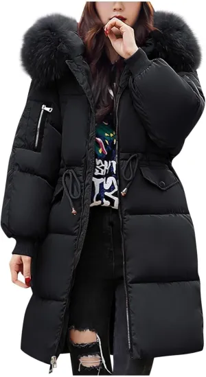 Women Winter Coats Light Down Full Zip Puffer Jackets Plus Size Long Sleeve Packable Down Parka Jackets With Pocket