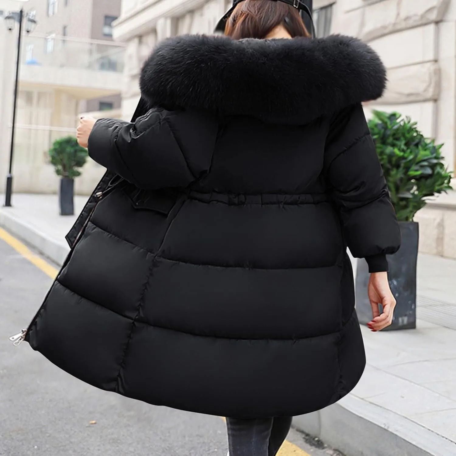 Women Winter Coats Light Down Full Zip Puffer Jackets Plus Size Long Sleeve Packable Down Parka Jackets With Pocket