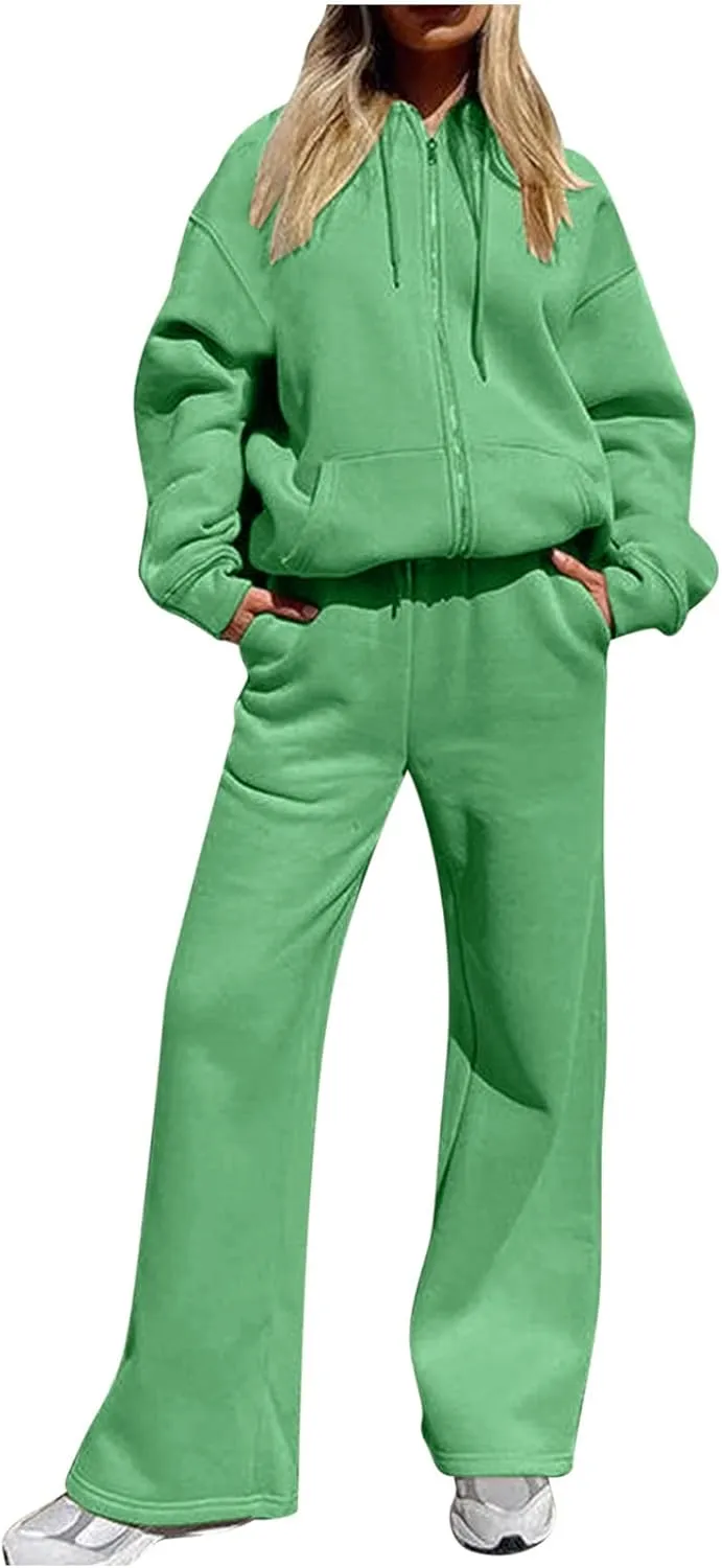 Womens 2 Piece Sweatsuits Zip Up Sweatshirt and Sweatpants Set Fall Winter Jogger Tracksuit Set Thicked Sport Outfits