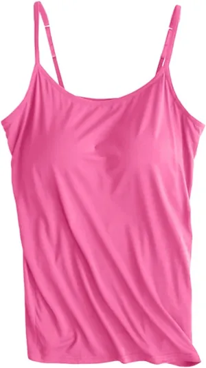 Womens Camisole with Shelf Bra Cotton Tank Top Adjustable Spaghetti Straps Cami Tops Yoga Shirt Cotton Undershirt