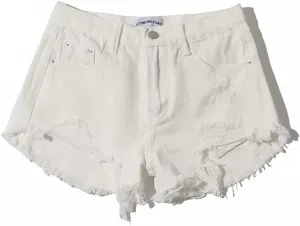 Women's Casual Denim Shorts with high Waisted Split Hem Denim Shorts and Elastic Denim Shorts with Pockets