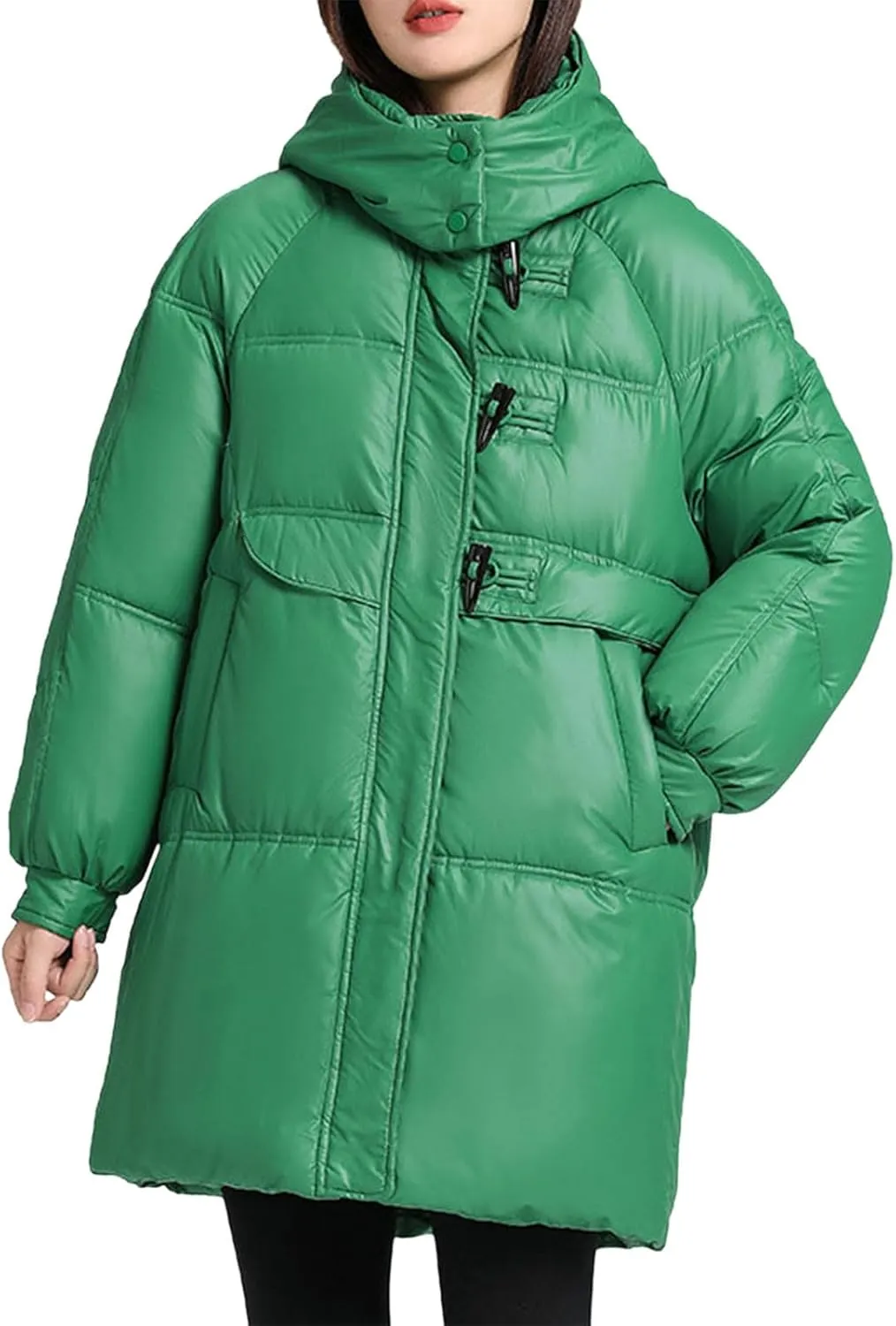 Womens Coats Winter Trendy Zip Up Puffer Jacket Oversized Long Sleeve Packable Down Coat With Pocket