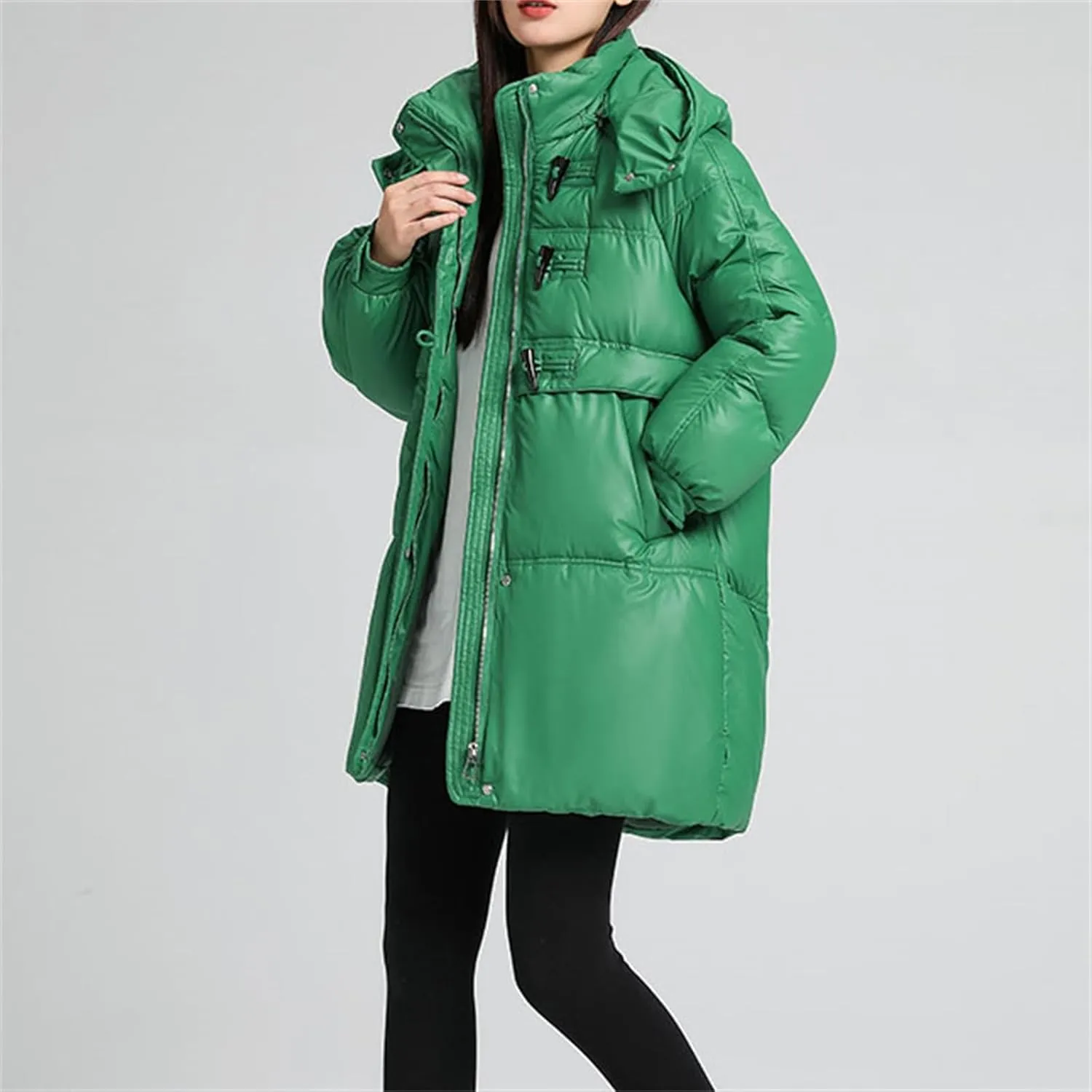 Womens Coats Winter Trendy Zip Up Puffer Jacket Oversized Long Sleeve Packable Down Coat With Pocket
