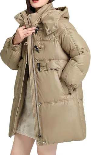 Womens Coats Winter Trendy Zip Up Puffer Jacket Oversized Long Sleeve Packable Down Coat With Pocket