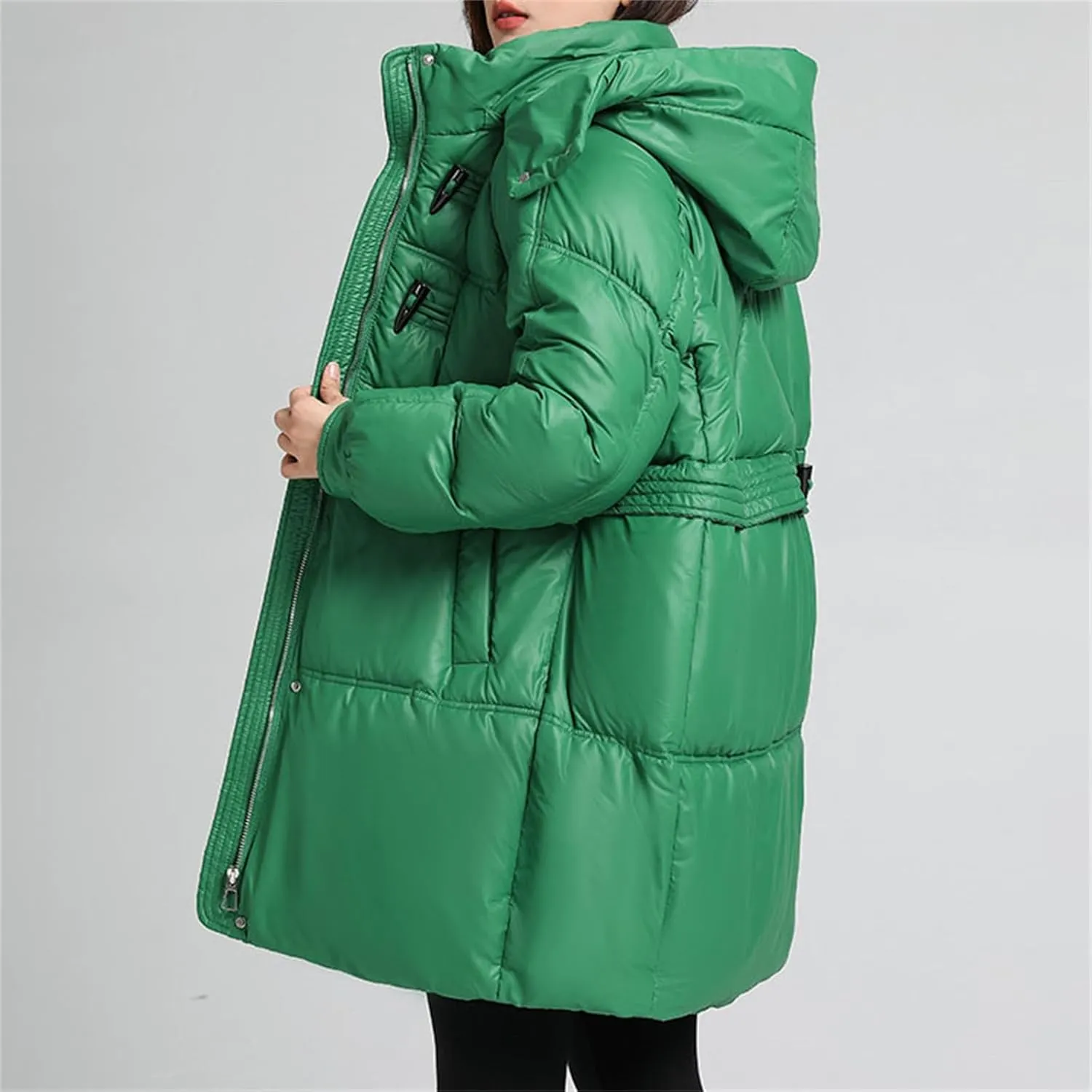 Womens Coats Winter Trendy Zip Up Puffer Jacket Oversized Long Sleeve Packable Down Coat With Pocket