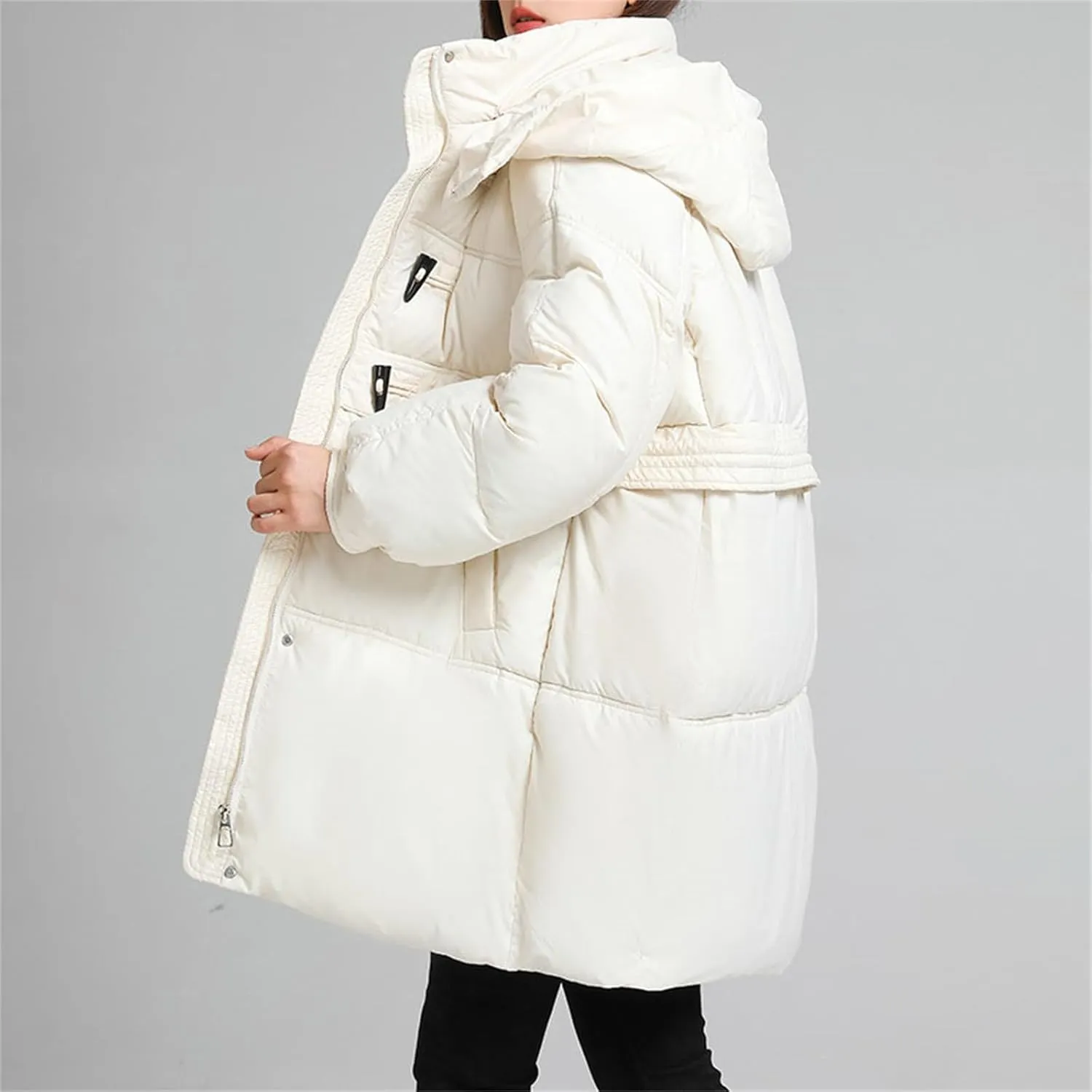Womens Coats Winter Trendy Zip Up Puffer Jacket Oversized Long Sleeve Packable Down Coat With Pocket