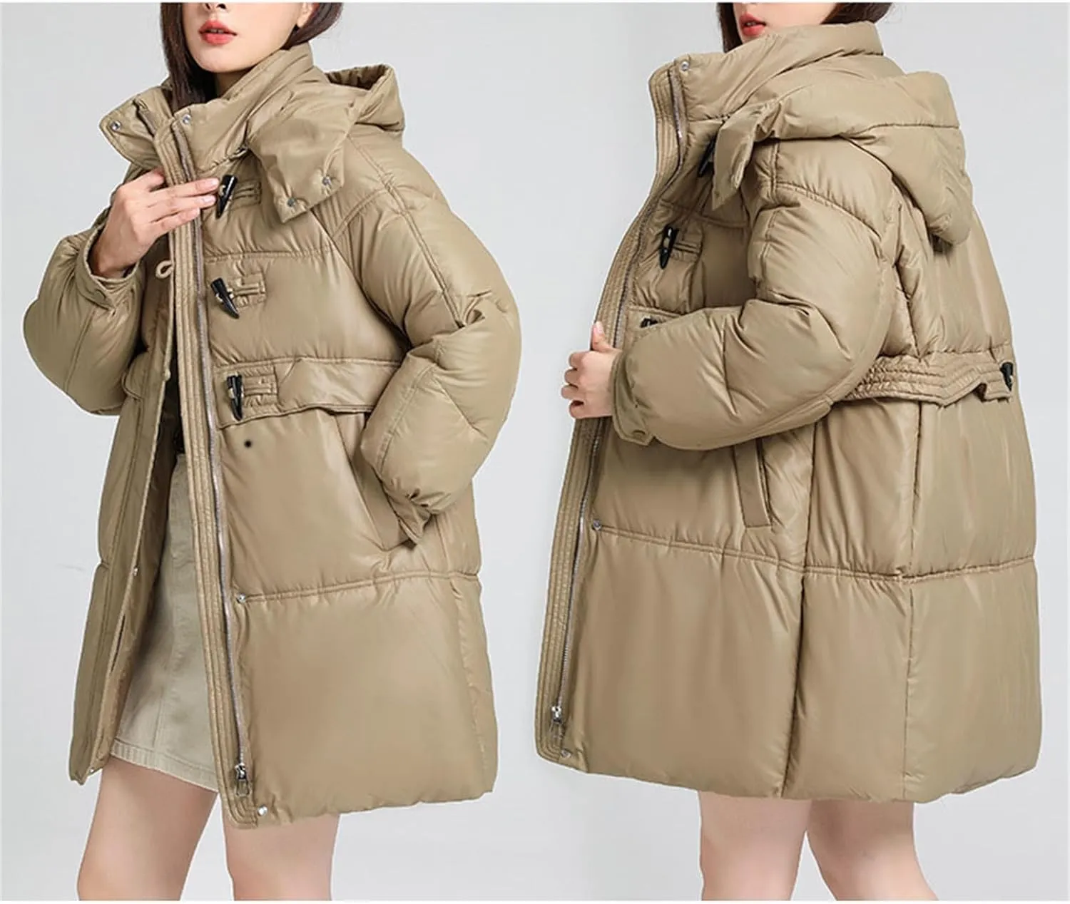 Womens Coats Winter Trendy Zip Up Puffer Jacket Oversized Long Sleeve Packable Down Coat With Pocket