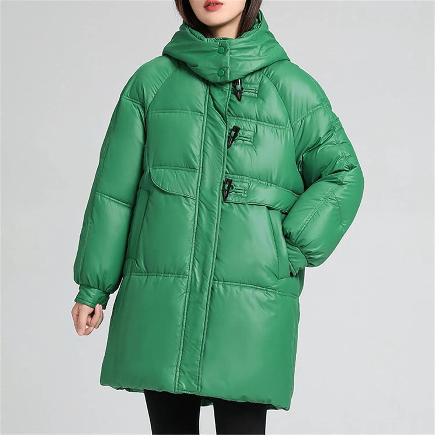 Womens Coats Winter Trendy Zip Up Puffer Jacket Oversized Long Sleeve Packable Down Coat With Pocket