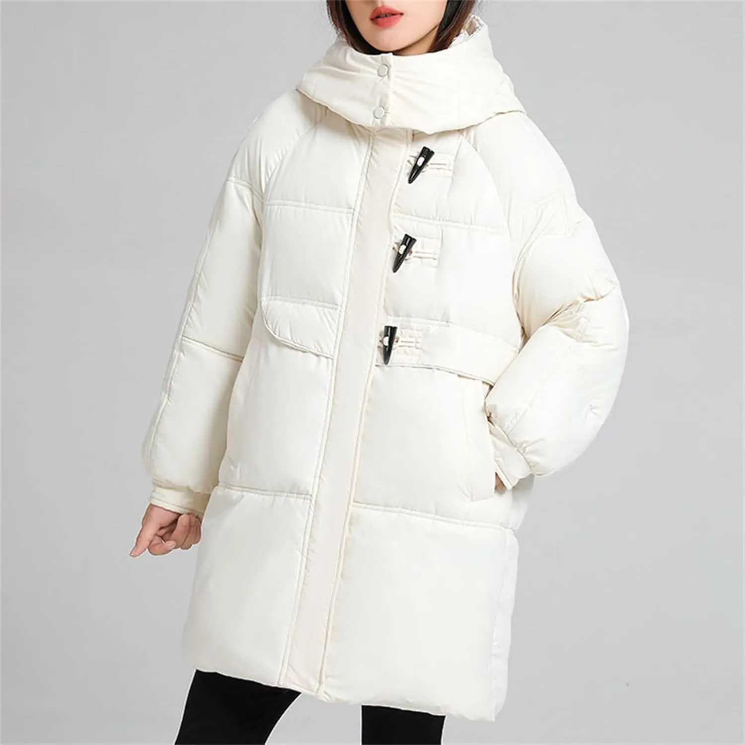 Womens Coats Winter Trendy Zip Up Puffer Jacket Oversized Long Sleeve Packable Down Coat With Pocket